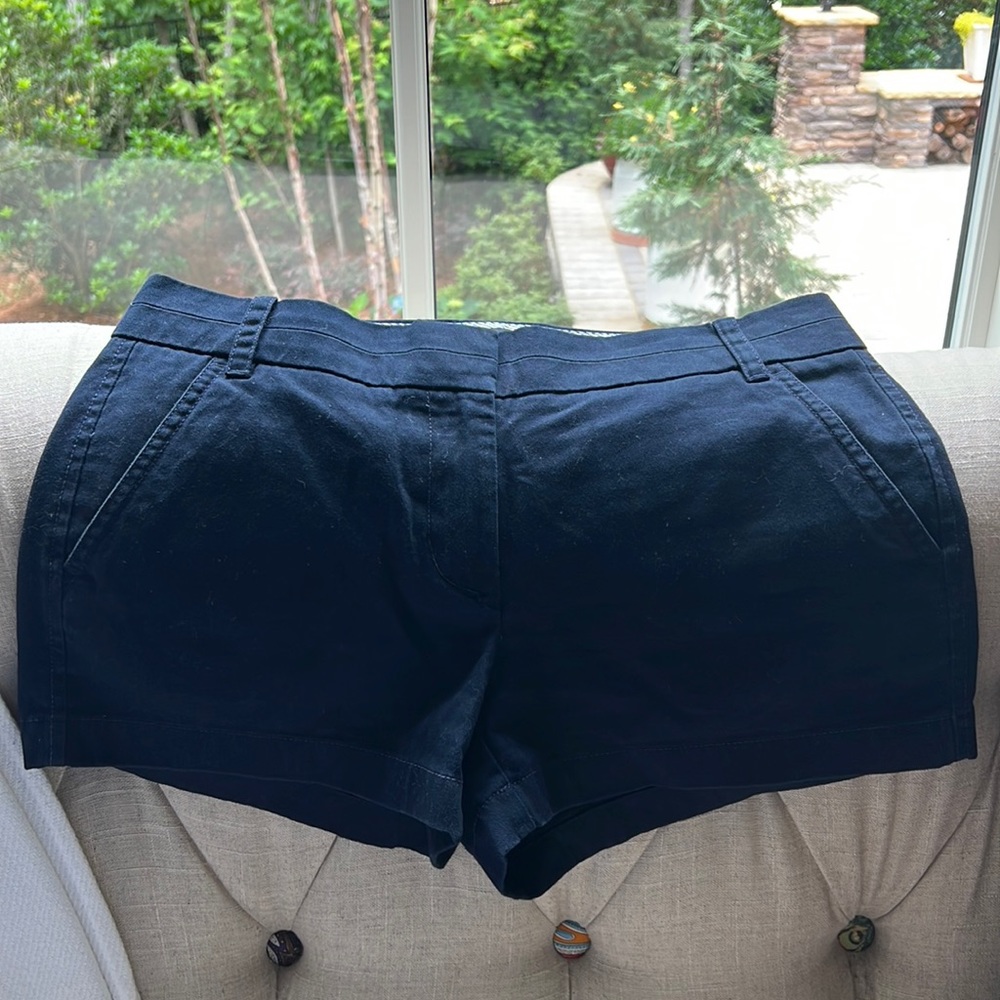 J. Crew Chino shorts. Size 4, navy blue, excellent condition, 3”